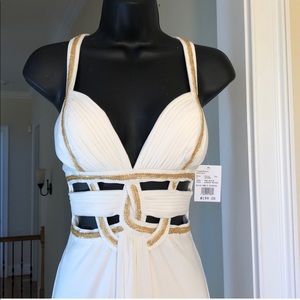BETSY & ADAM White formal cut-out dress